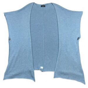 Eskandar Womens Cardigan Sweater Cotton Knit Lagenlook Boxy Open Blue One Size